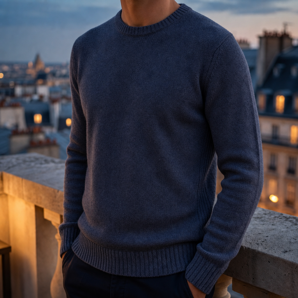 Assisi Classic Crew Neck Sweater in Dark Blue
