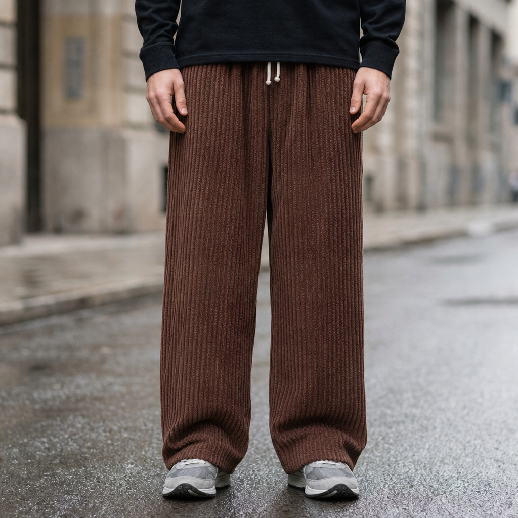 Korcula Wide Leg Corduroy Pants in Brown