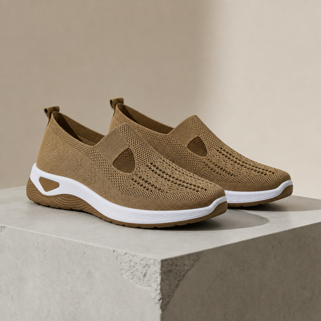 Mantova Orthopedic Knit Sneakers in Coffee