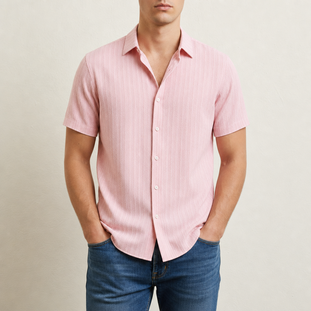 Sitia Striped Short Sleeve Shirt in Pink