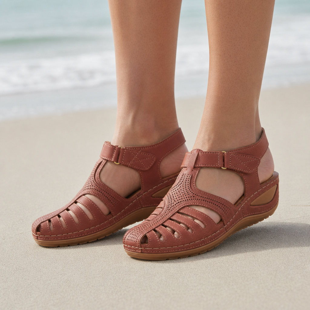 Paxos Orthopedic Comfort Sandals in Reddish Brown