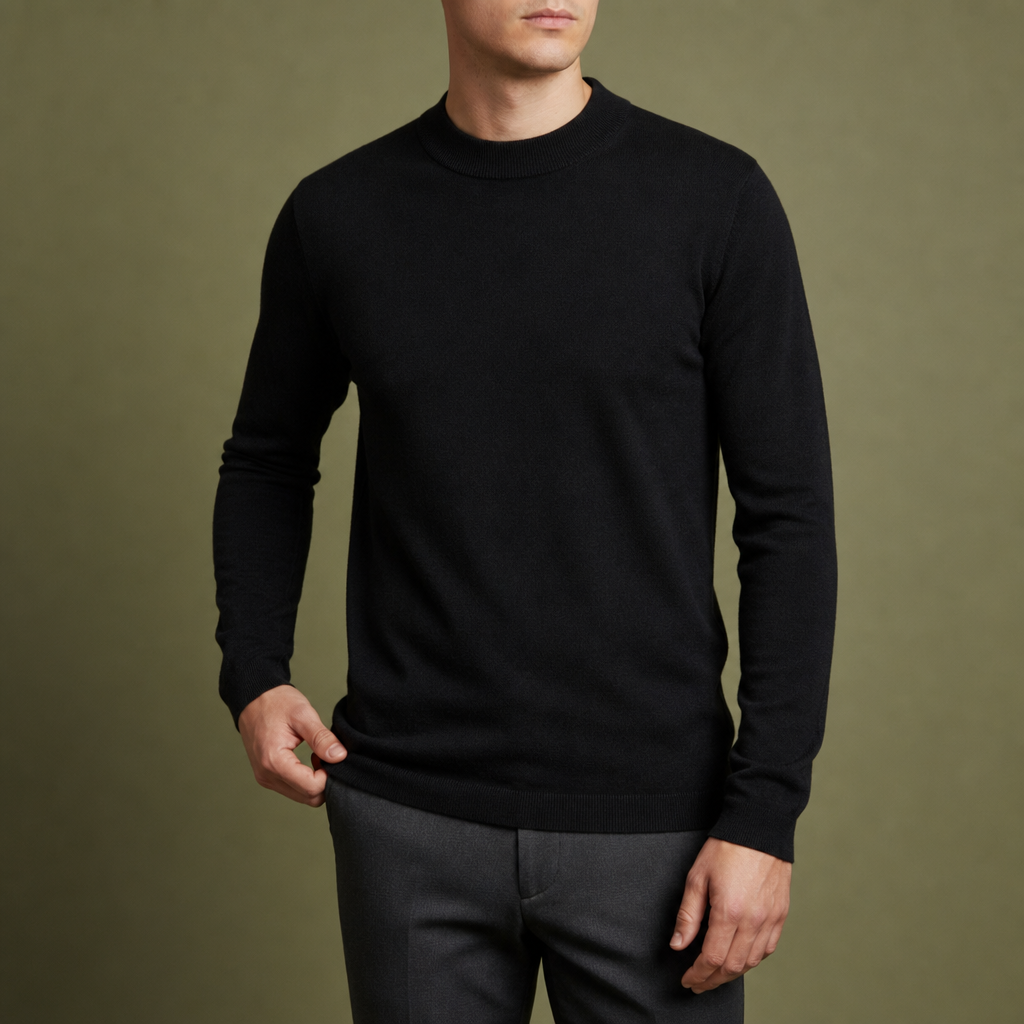 Merida Mock Neck Cashmere Sweater in Black