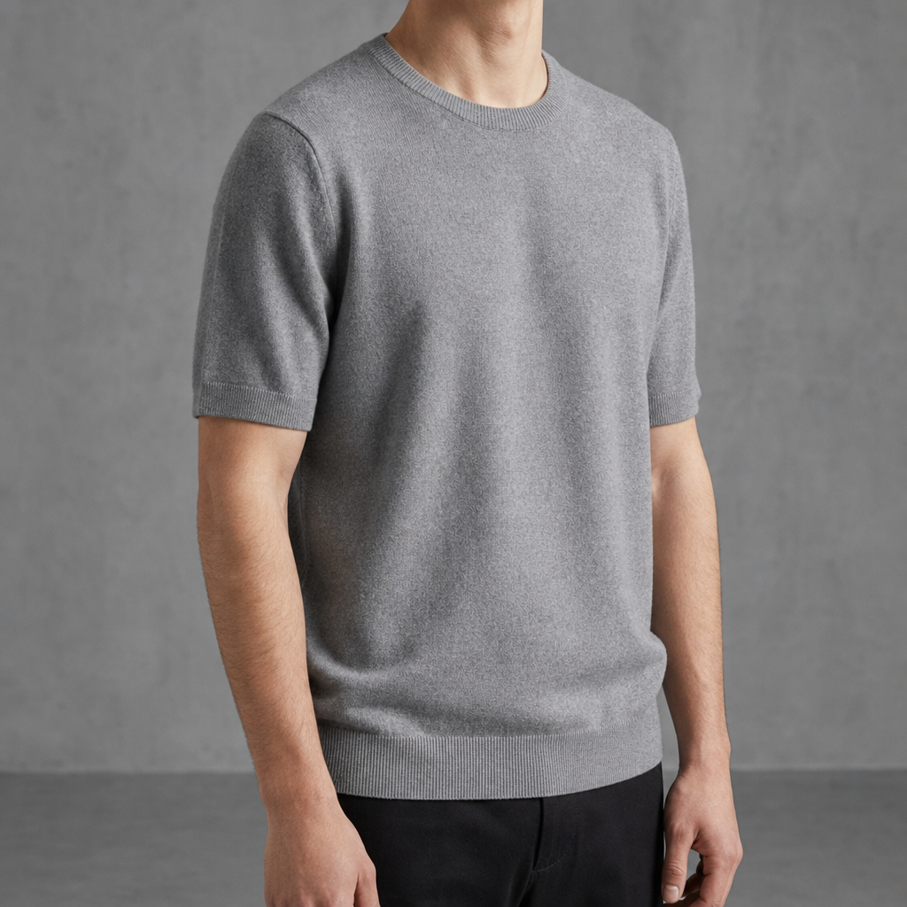 Makarska Cashmere Blend Knit Tee in Gray