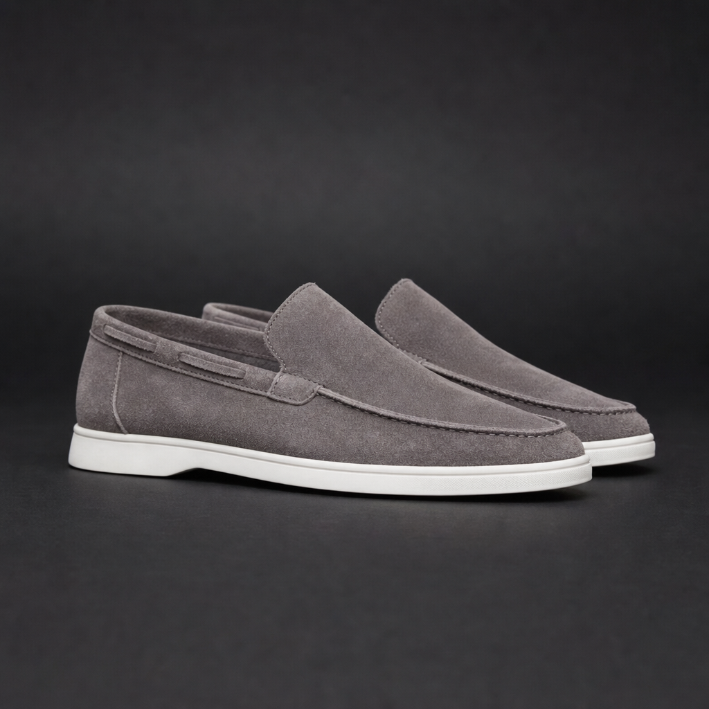 Nisyros Suede Slip-On Loafers in Gray