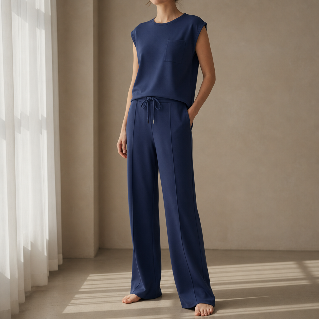 Ajaccio Sleeveless Lounge Co-Ord in Dark Blue