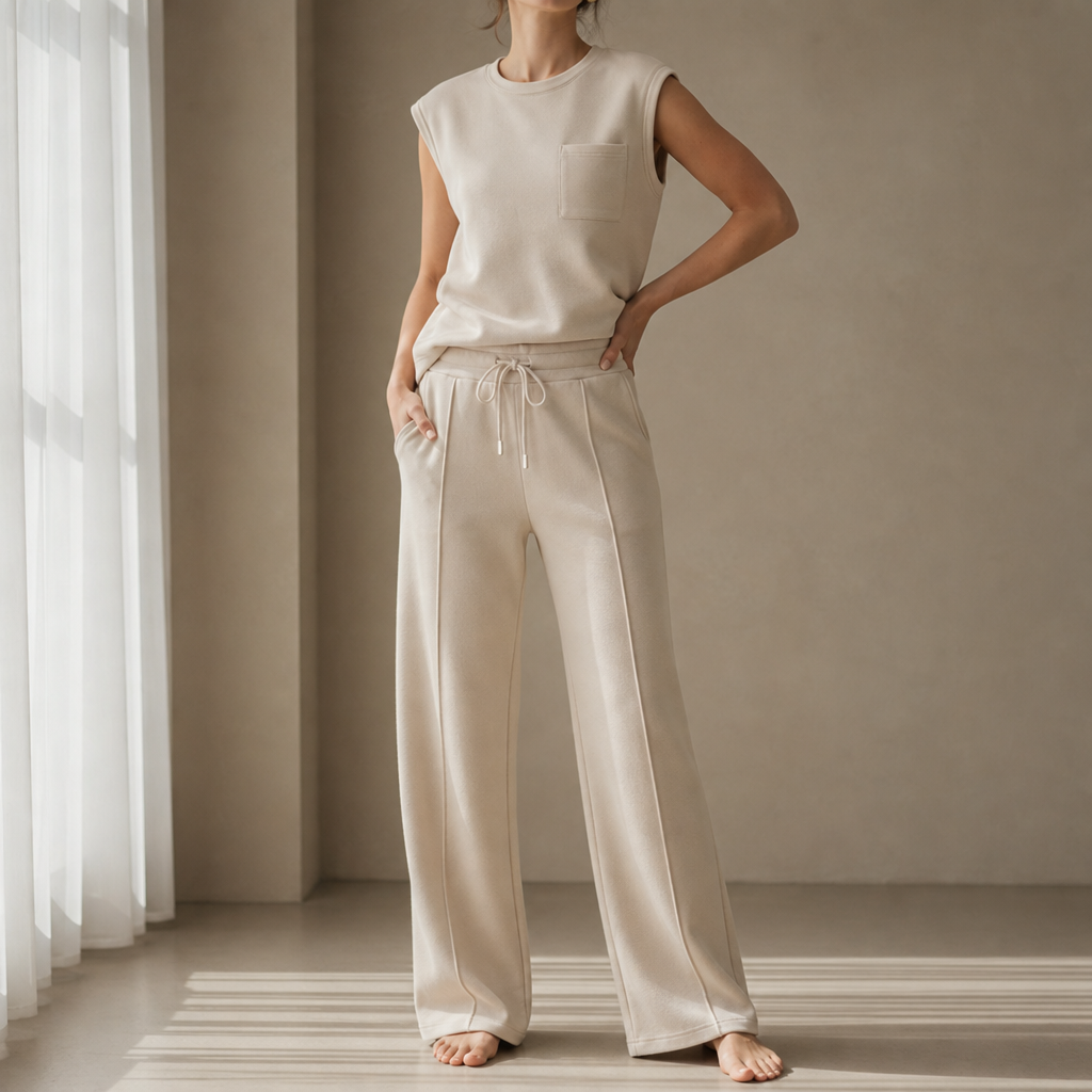 Ajaccio Sleeveless Lounge Co-Ord in Apricot