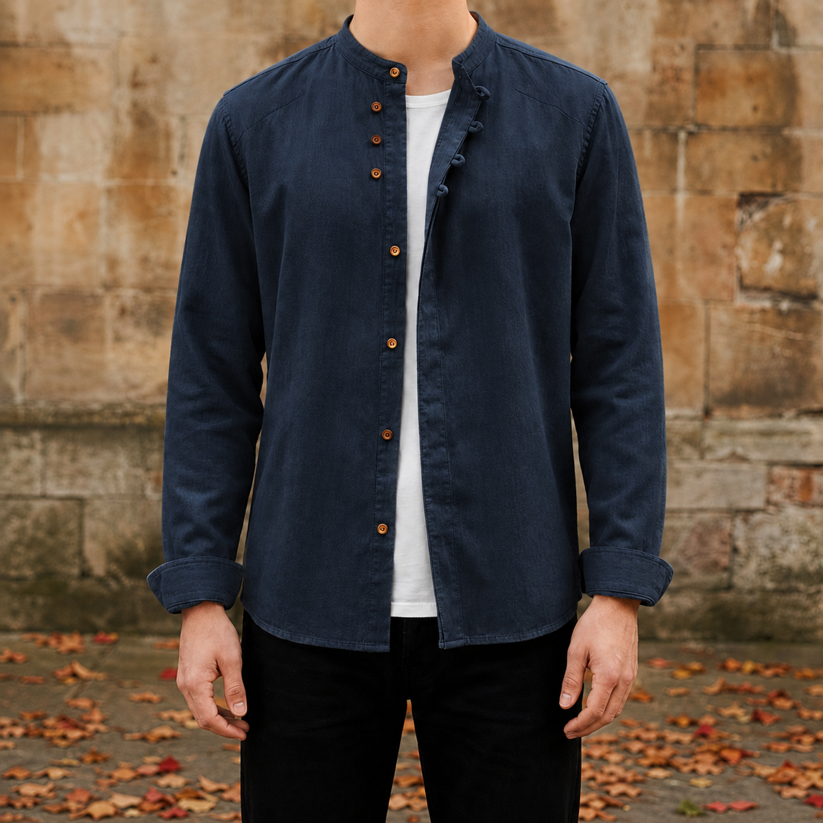 Oviedo Mandarin Collar Linen Shirt