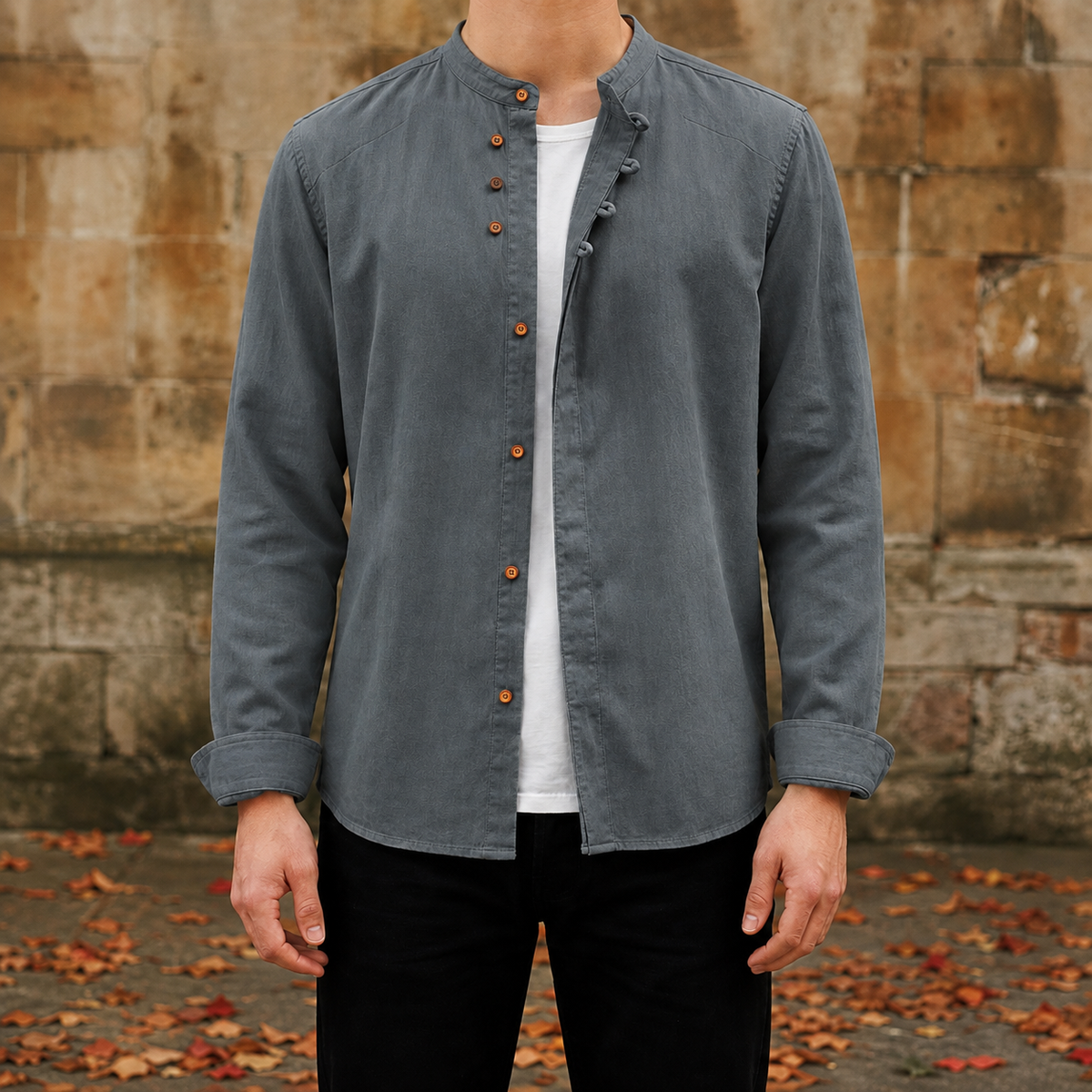 Oviedo Mandarin Collar Linen Shirt