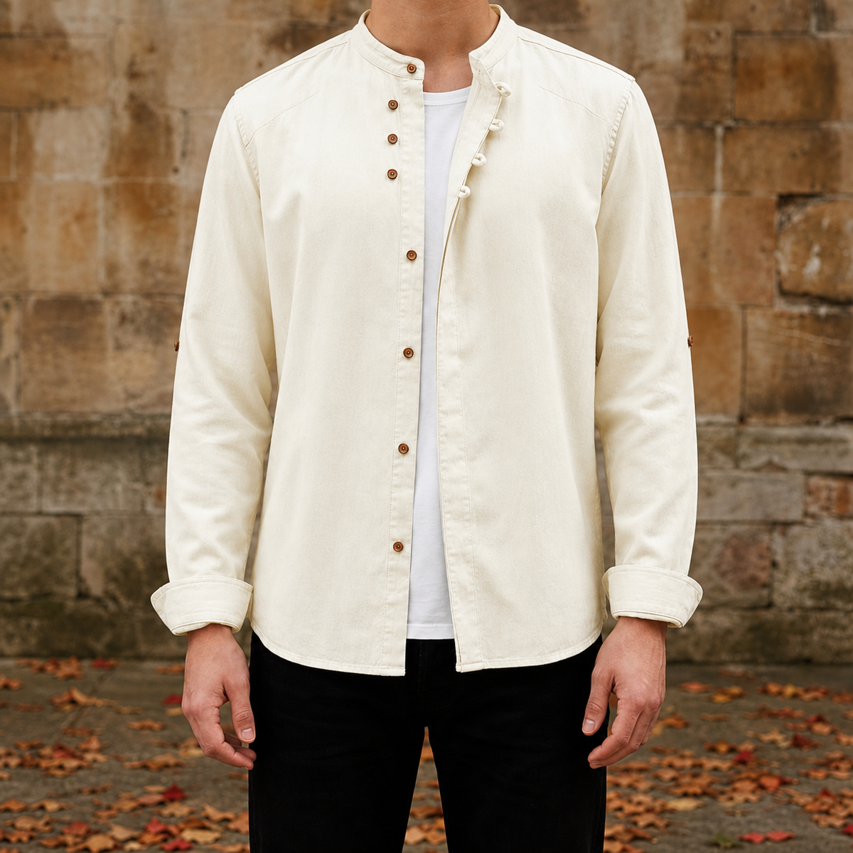 Oviedo Mandarin Collar Linen Shirt