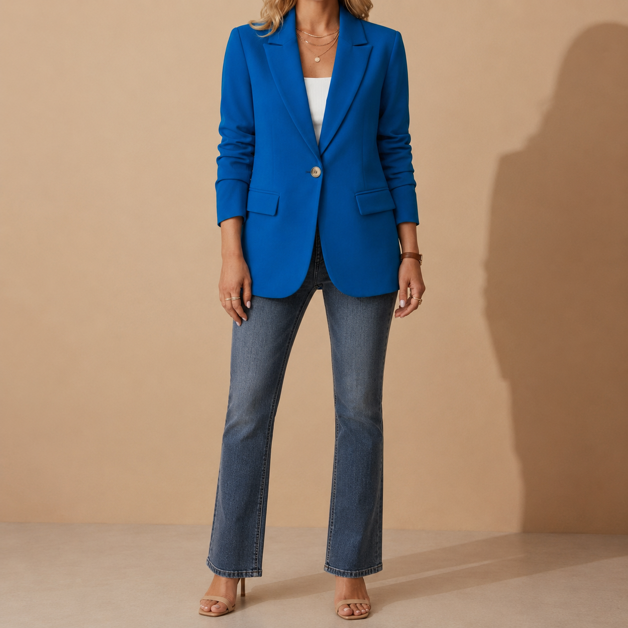 Roma Single Button Notched Lapel Blazer
