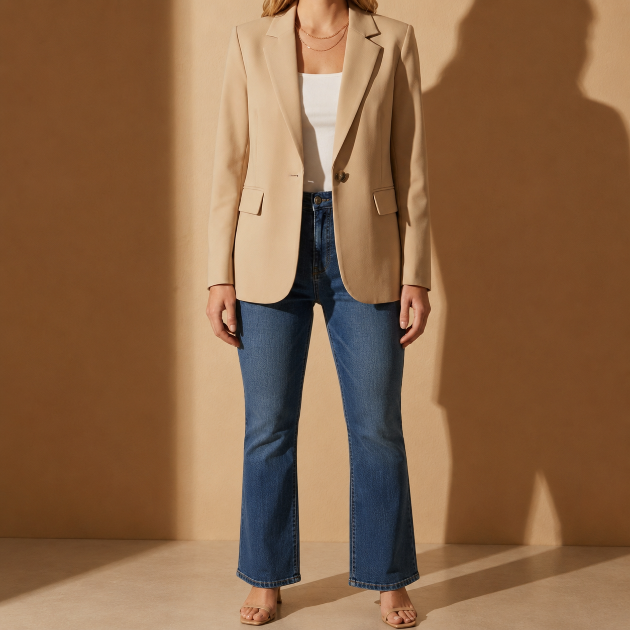 Roma Single Button Notched Lapel Blazer