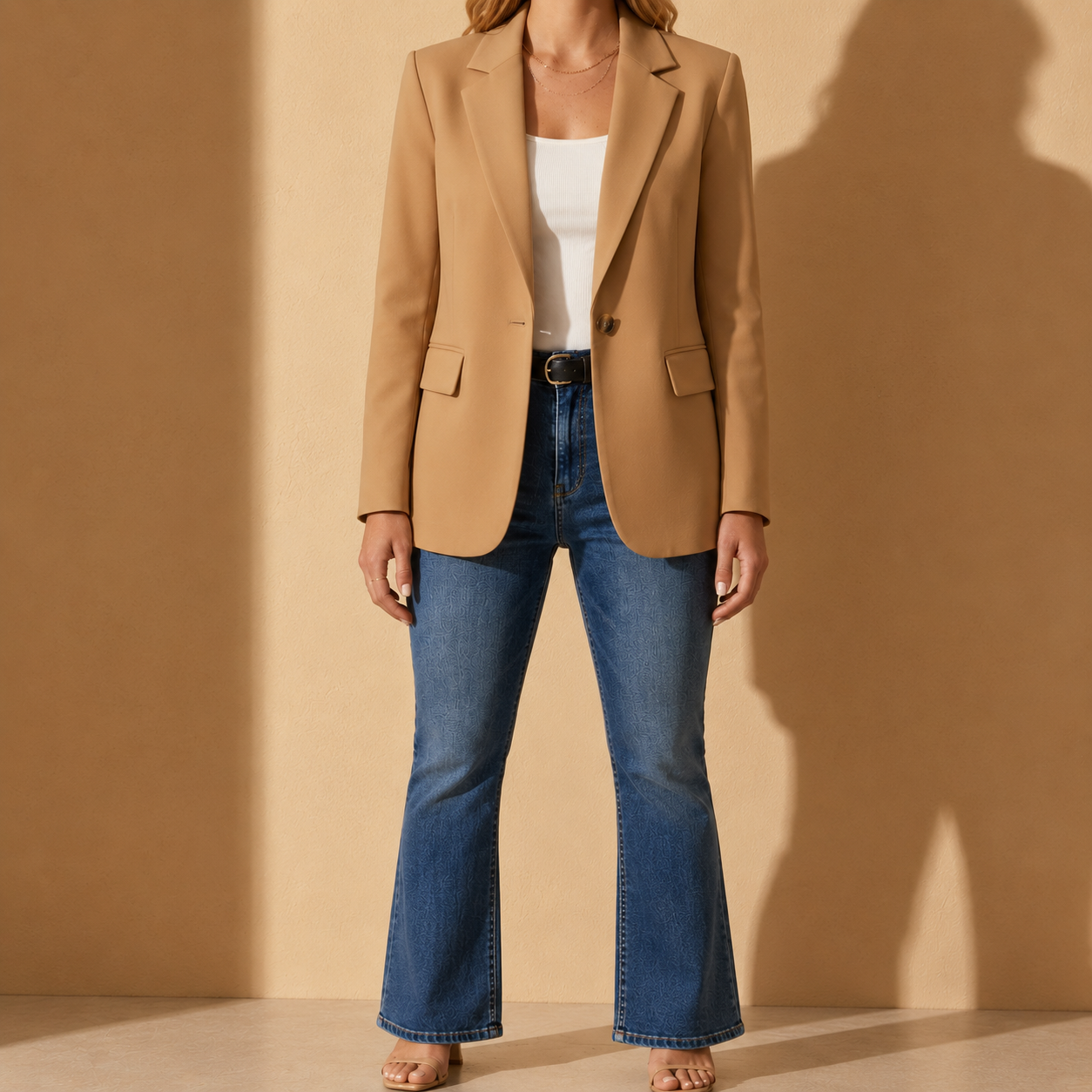 Roma Single Button Notched Lapel Blazer