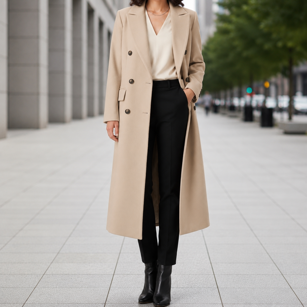 Torino Lapel Collar Button Longline Coat