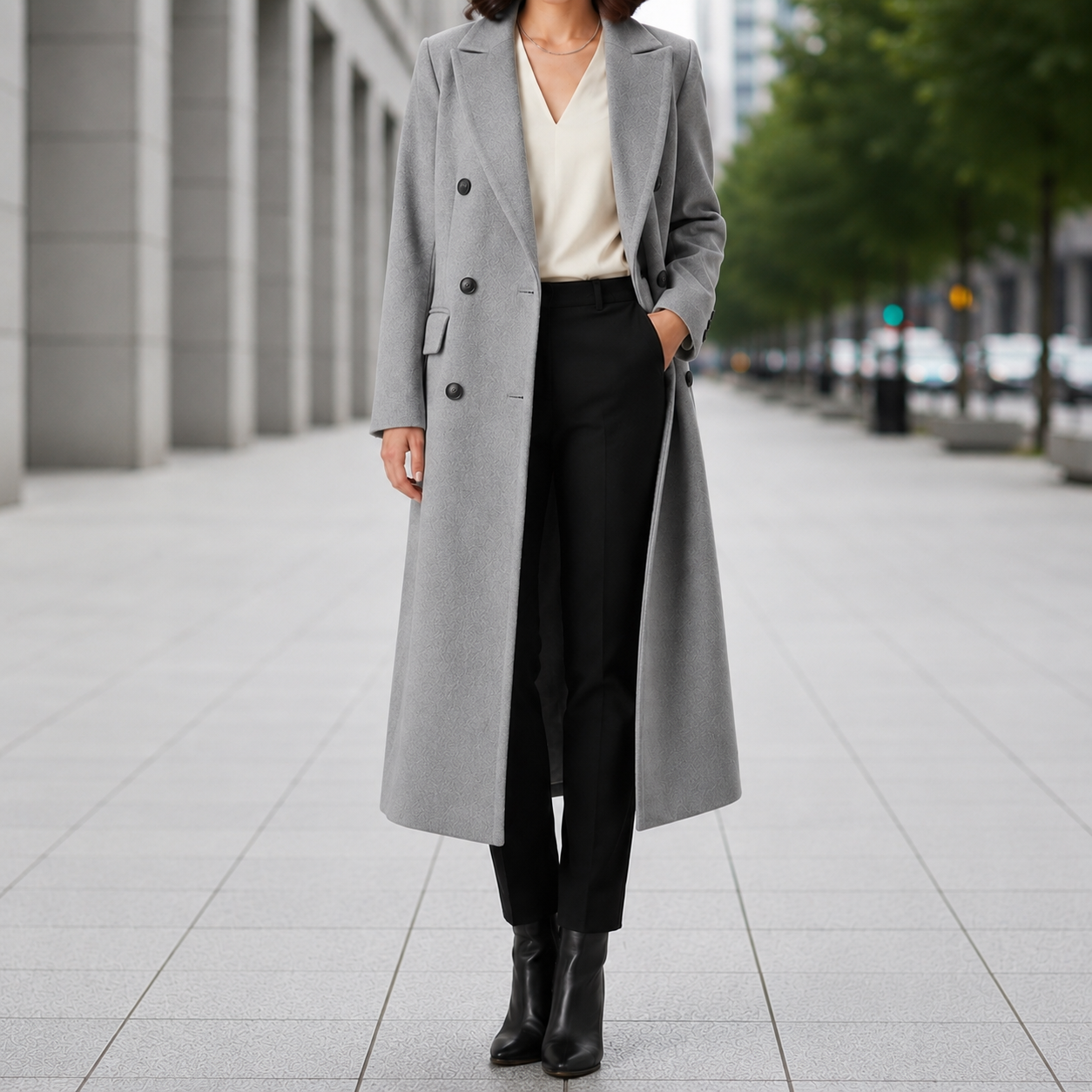 Torino Lapel Collar Button Longline Coat