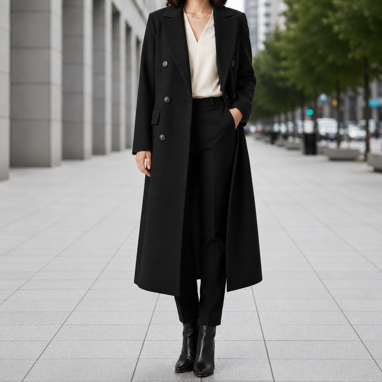 Torino Lapel Collar Button Longline Coat