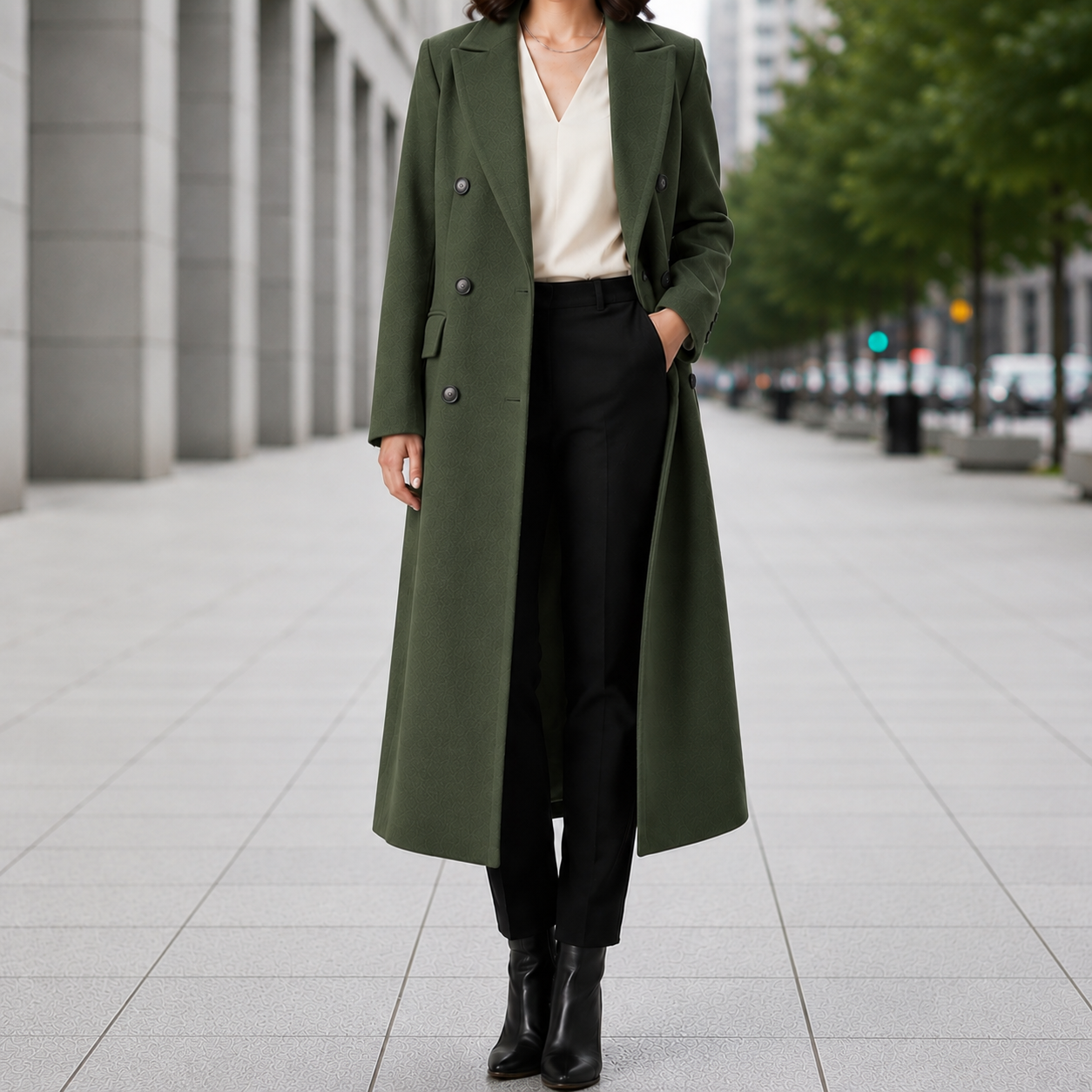 Torino Lapel Collar Button Longline Coat