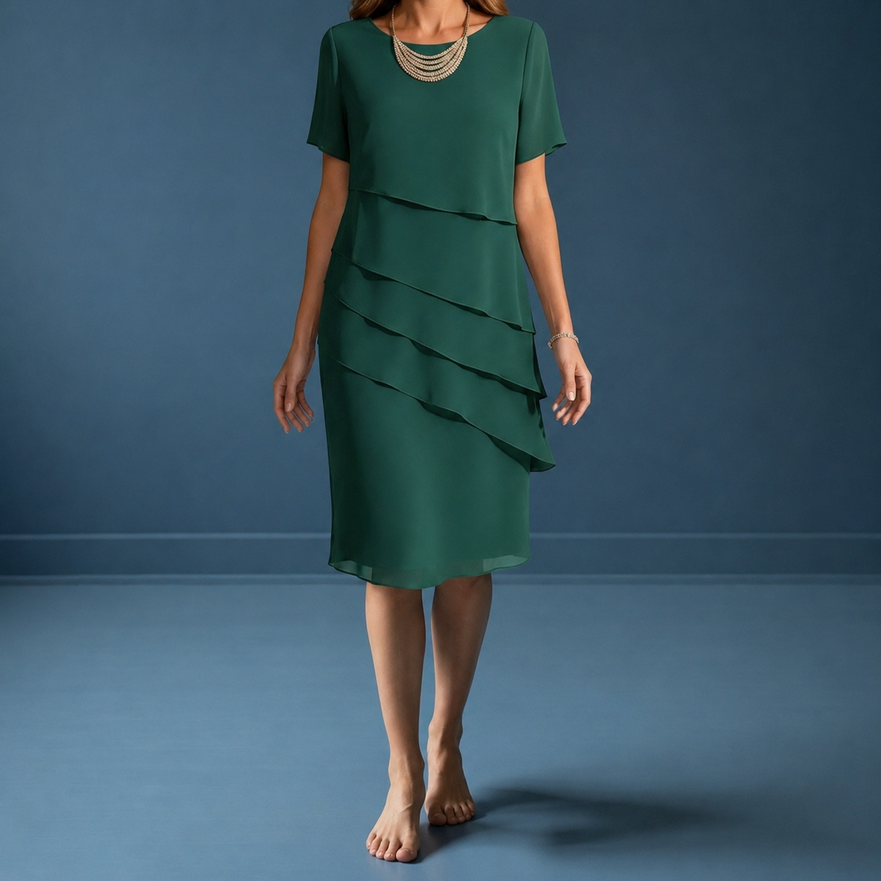 Sorrento Layered Chiffon Short Sleeve Dress