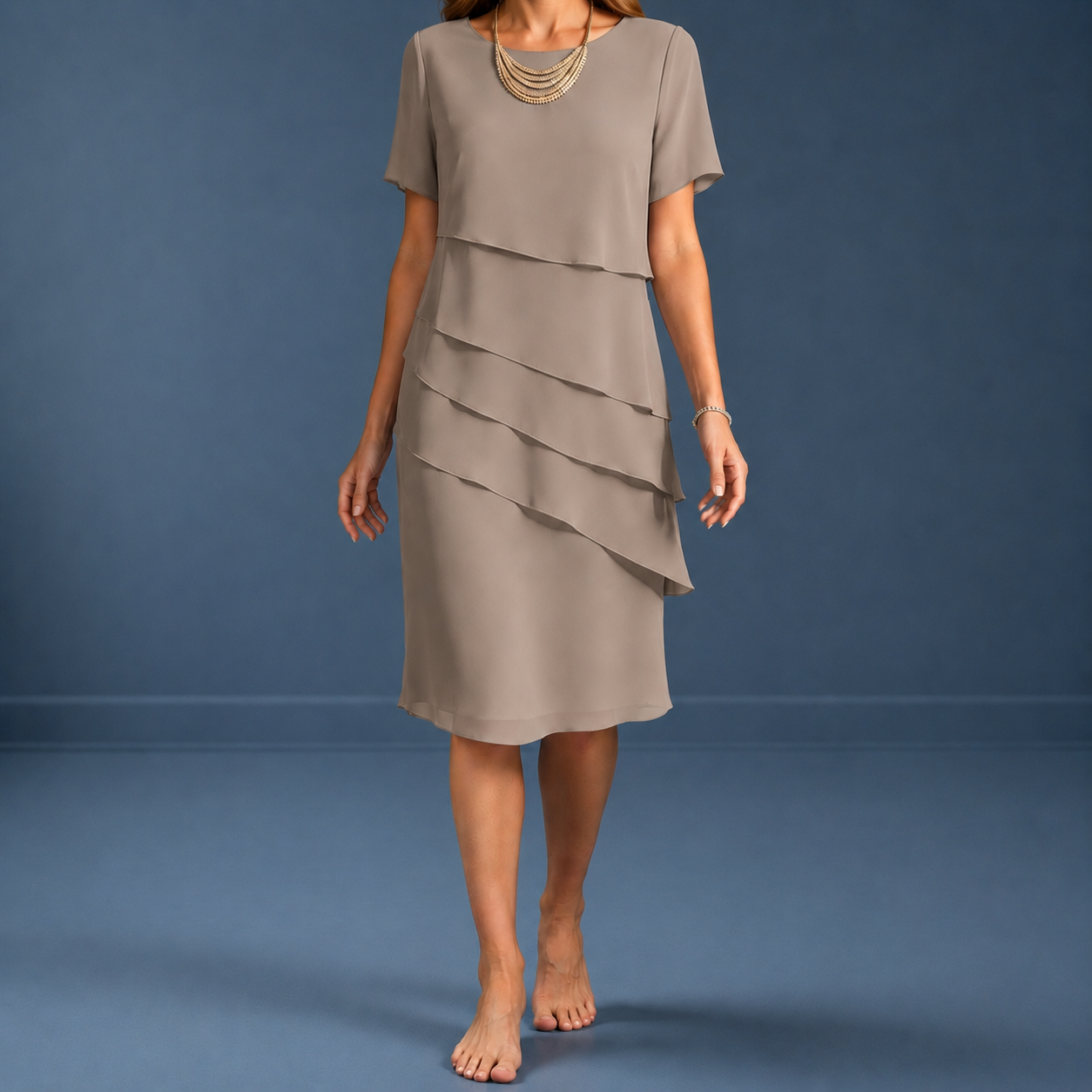 Sorrento Layered Chiffon Short Sleeve Dress