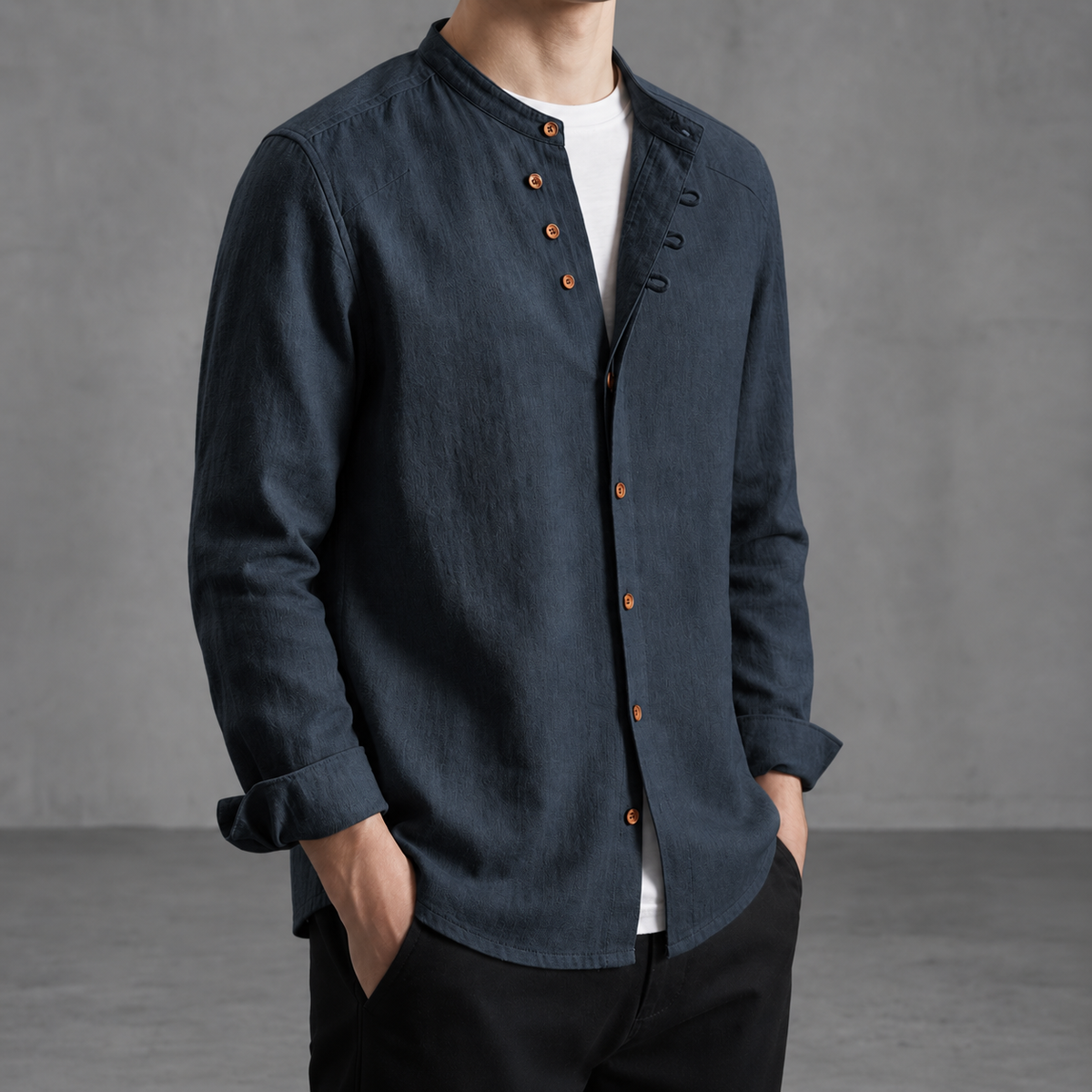 Uzes Mandarin Collar Shirt