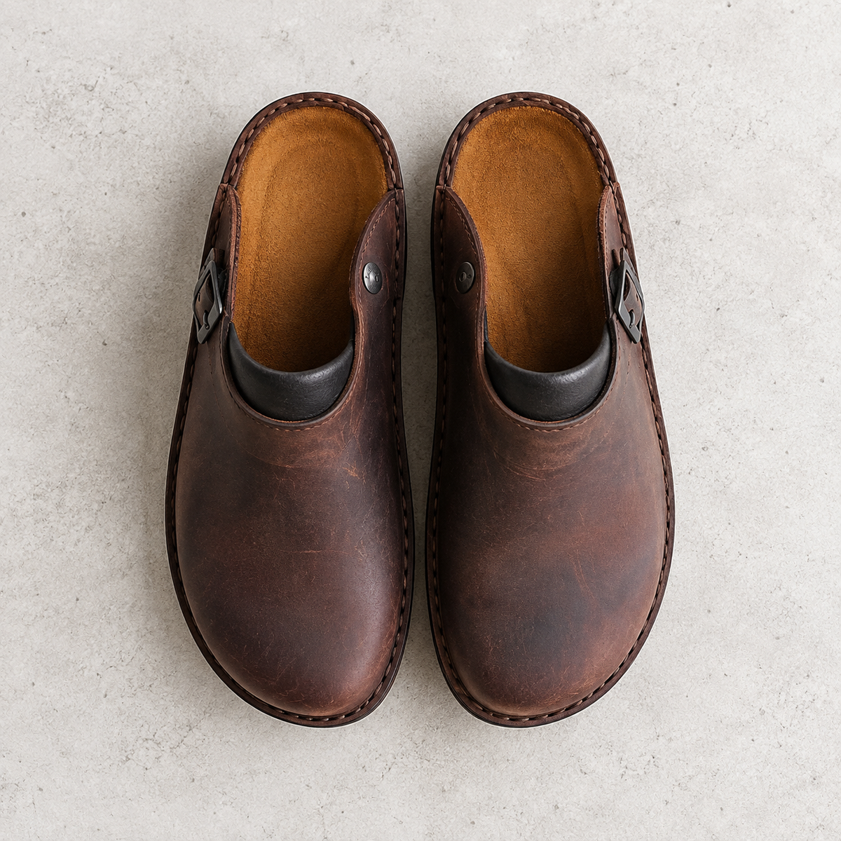 Perpignan Leather Buckle Clogs