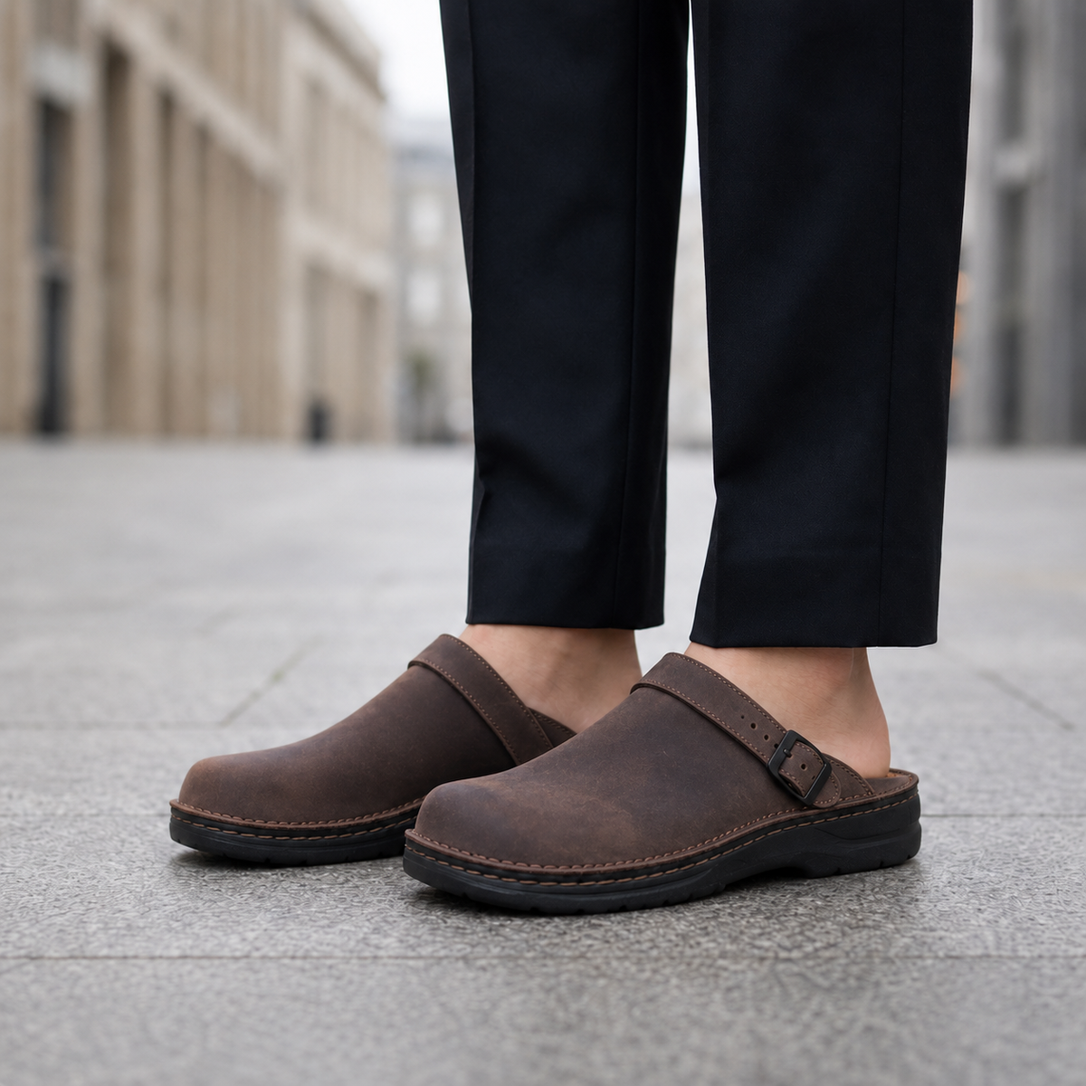 Fiesole Leather Buckle Clogs