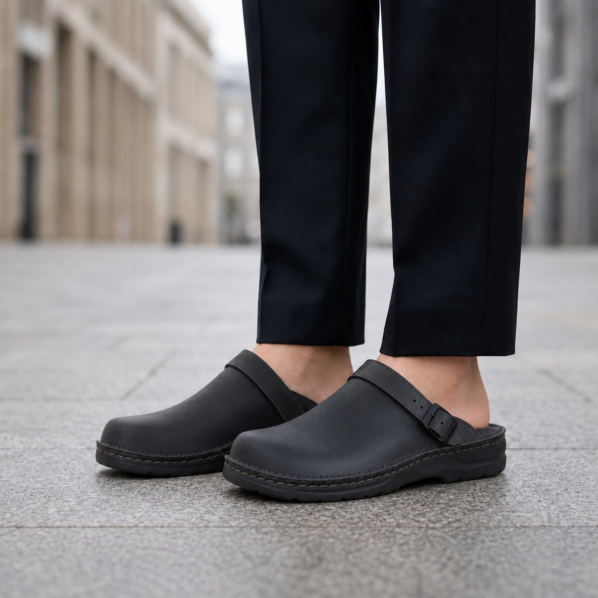 Fiesole Leather Buckle Clogs