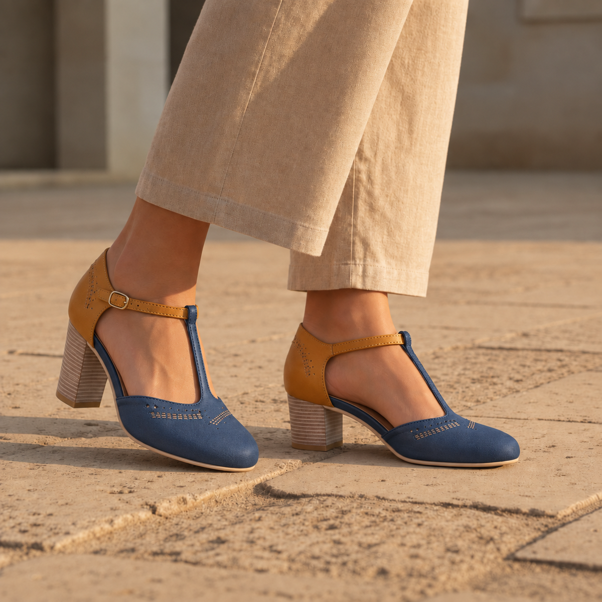 Guimaraes Two-Tone T-Strap Pumps