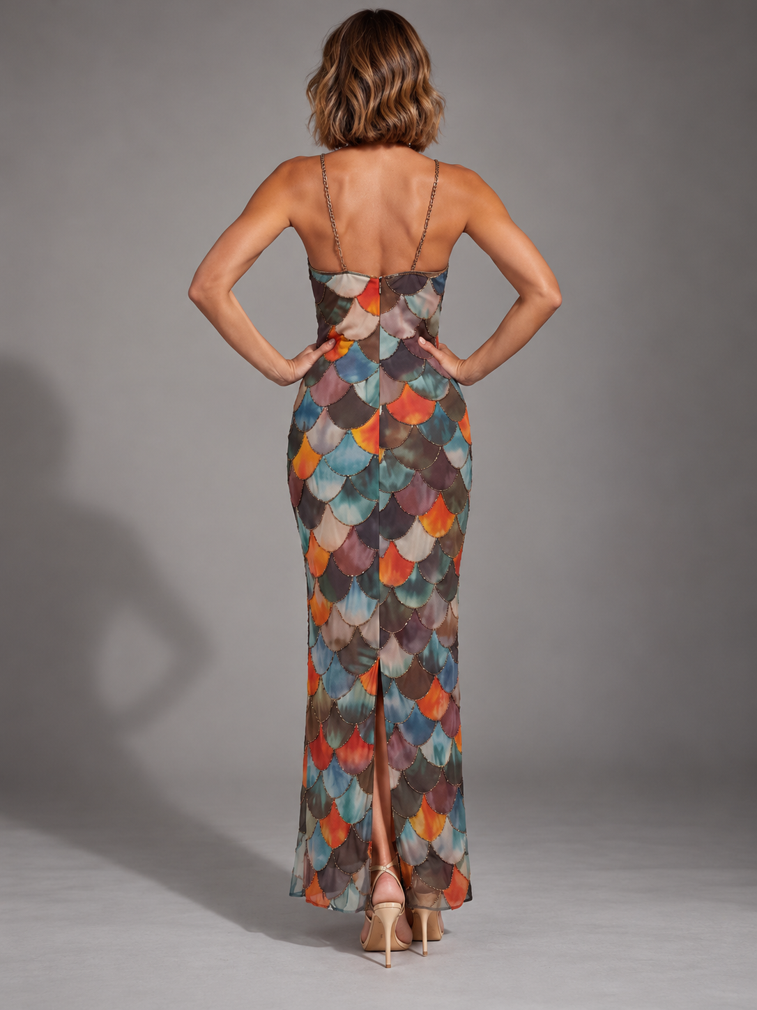 Assisi Scale Print Halter Maxi Dress