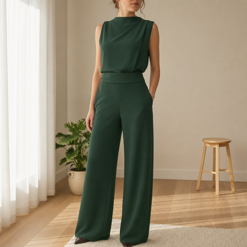 Alassio Wide-Leg Sleeveless Jumpsuit in Green