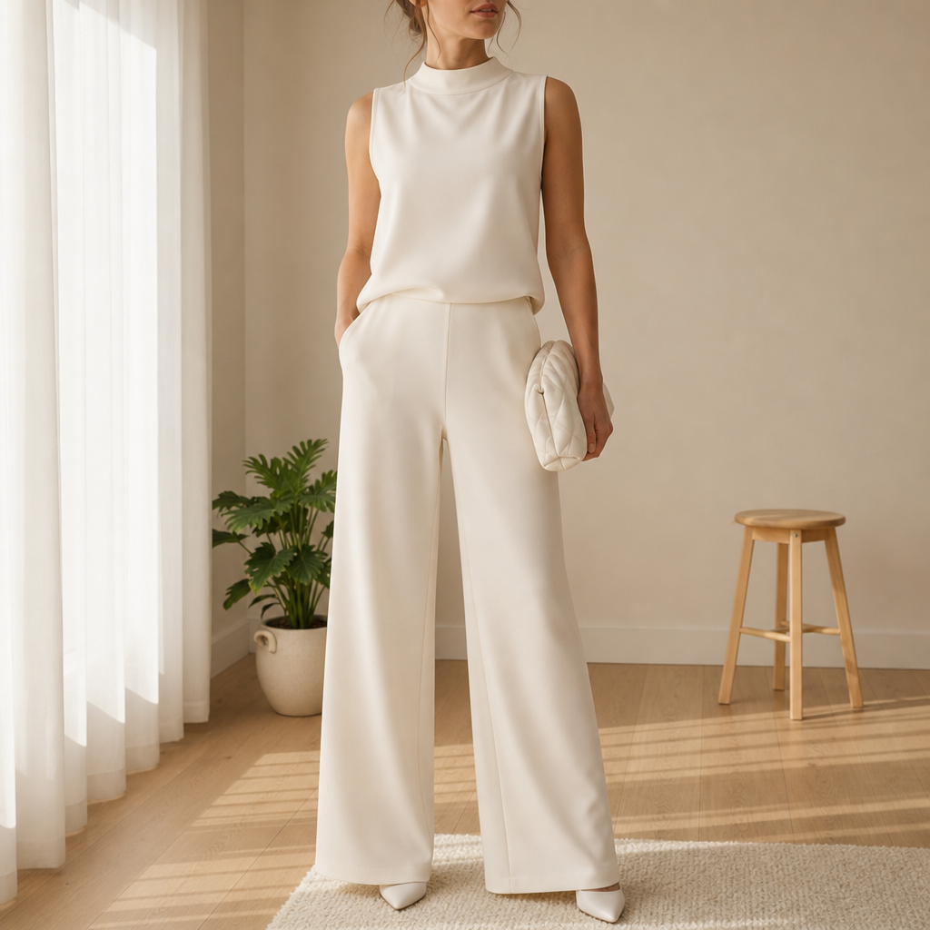 Alassio Wide-Leg Sleeveless Jumpsuit in White