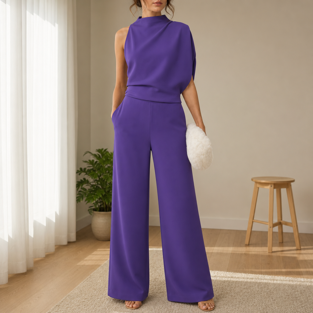 Alassio Wide-Leg Sleeveless Jumpsuit in Purple