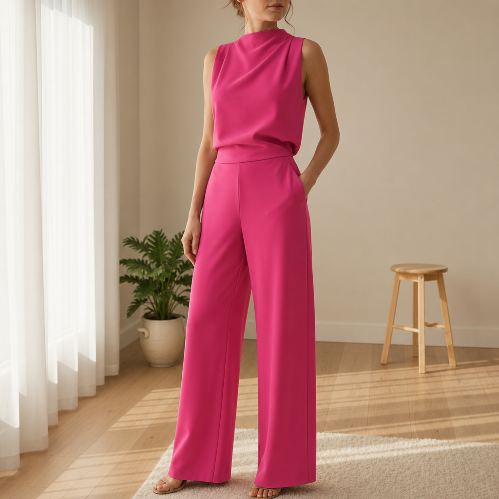Alassio Wide-Leg Sleeveless Jumpsuit in Pink