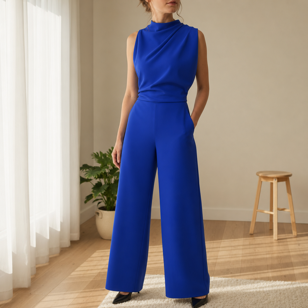 Alassio Wide-Leg Sleeveless Jumpsuit in Blue