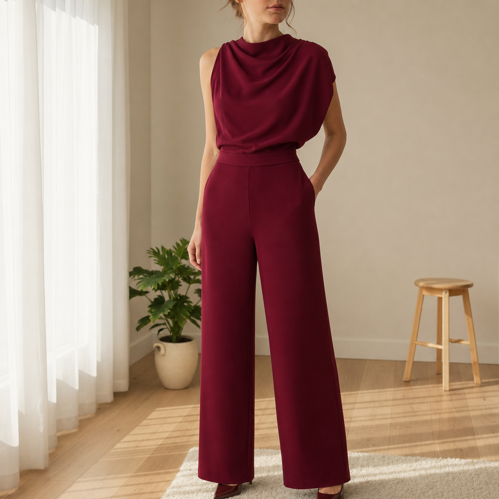 Alassio Wide-Leg Sleeveless Jumpsuit in Red