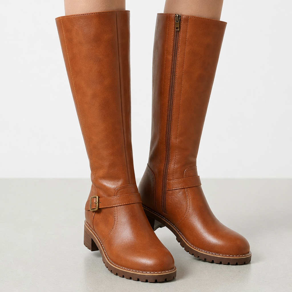 Alberobello Orthopedic Leather Knee Boots in Light Brown