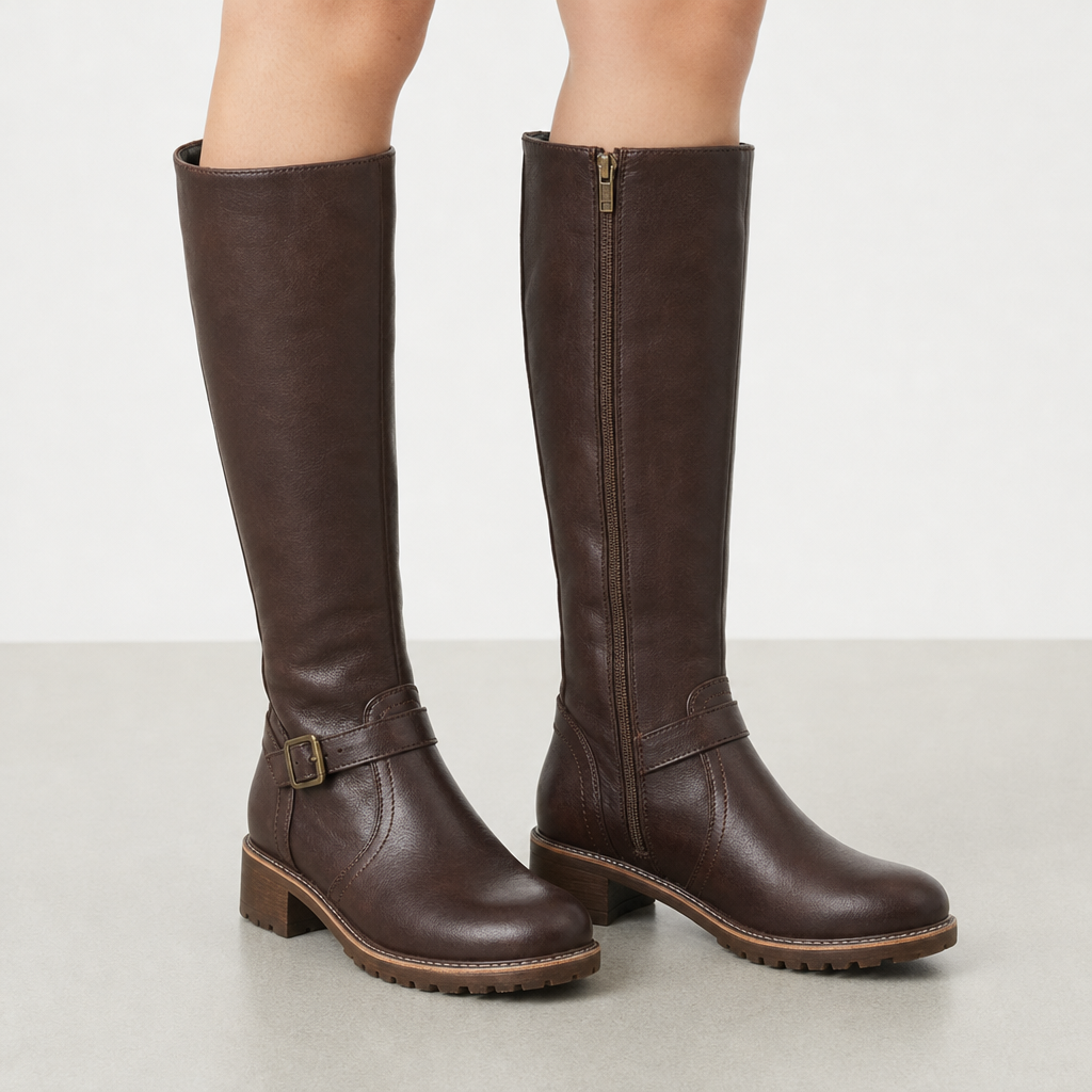 Alberobello Orthopedic Leather Knee Boots in DarkBrown