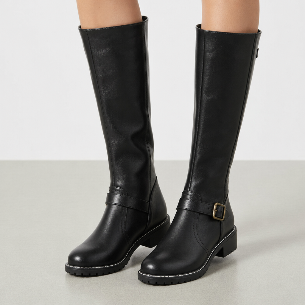 Alberobello Orthopedic Leather Knee Boots in Black
