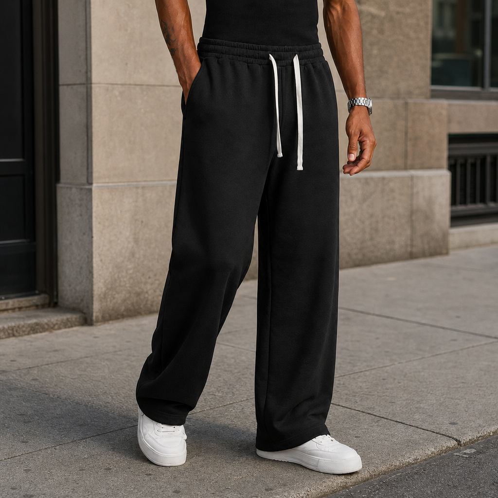 Alberobello Wide Leg Sweatpants in Black