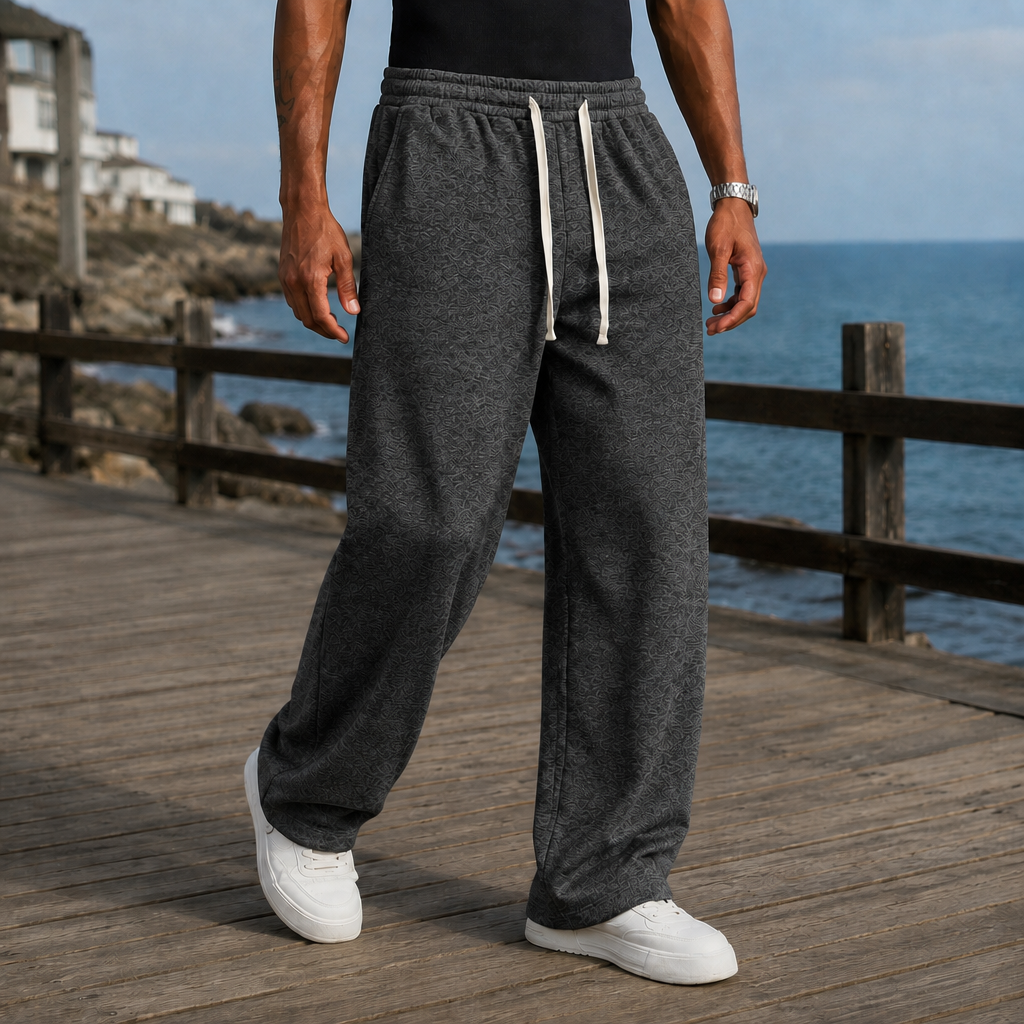Alberobello Wide Leg Sweatpants in Dark Gray