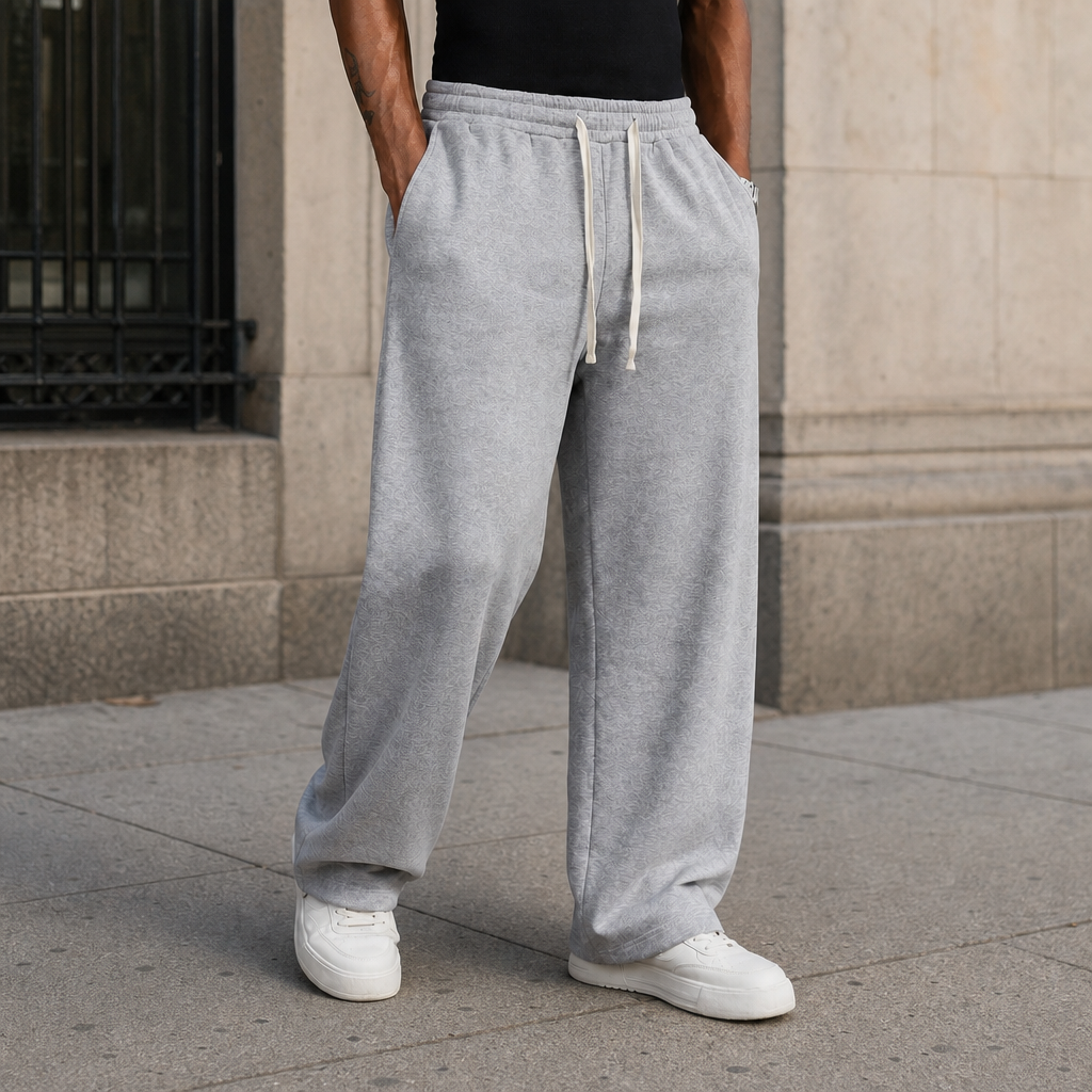Alberobello Wide Leg Sweatpants in Light Gray