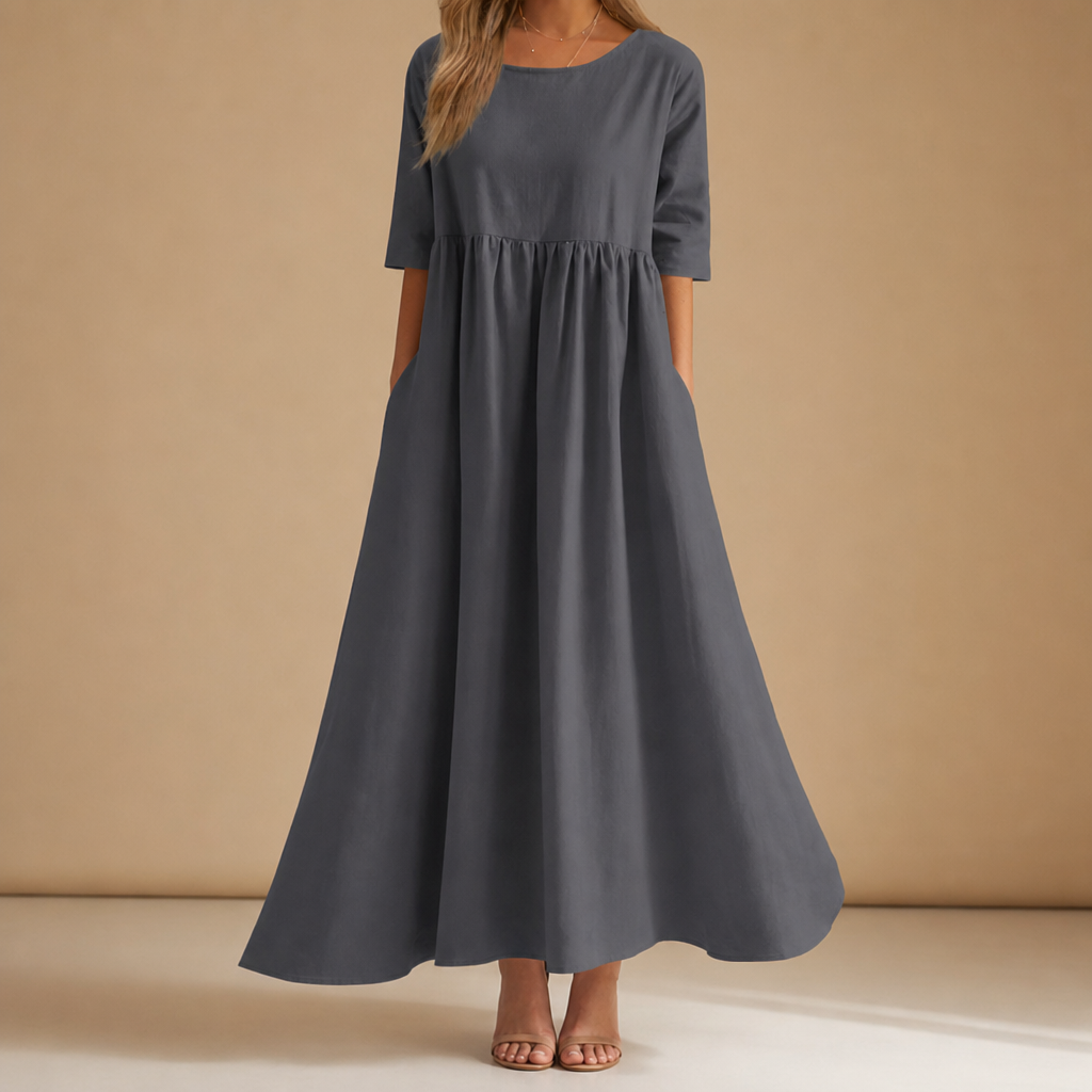 Amarante Cotton Midi Dress in Gray