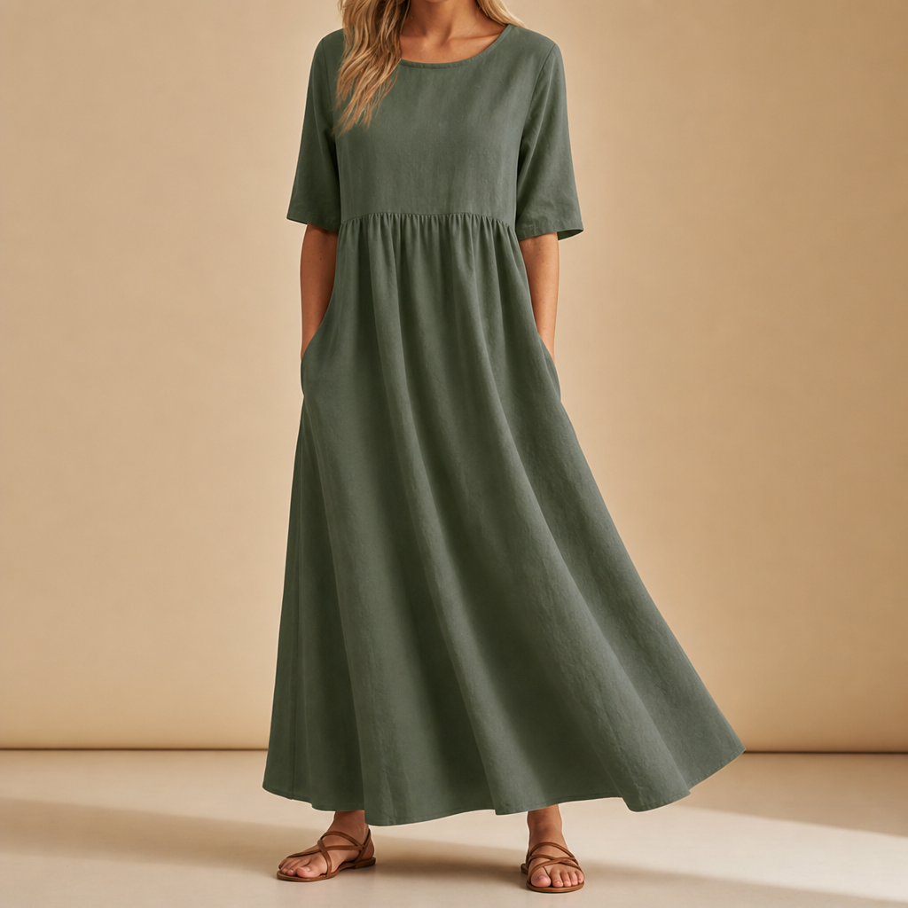 Amarante Cotton Midi Dress in Green