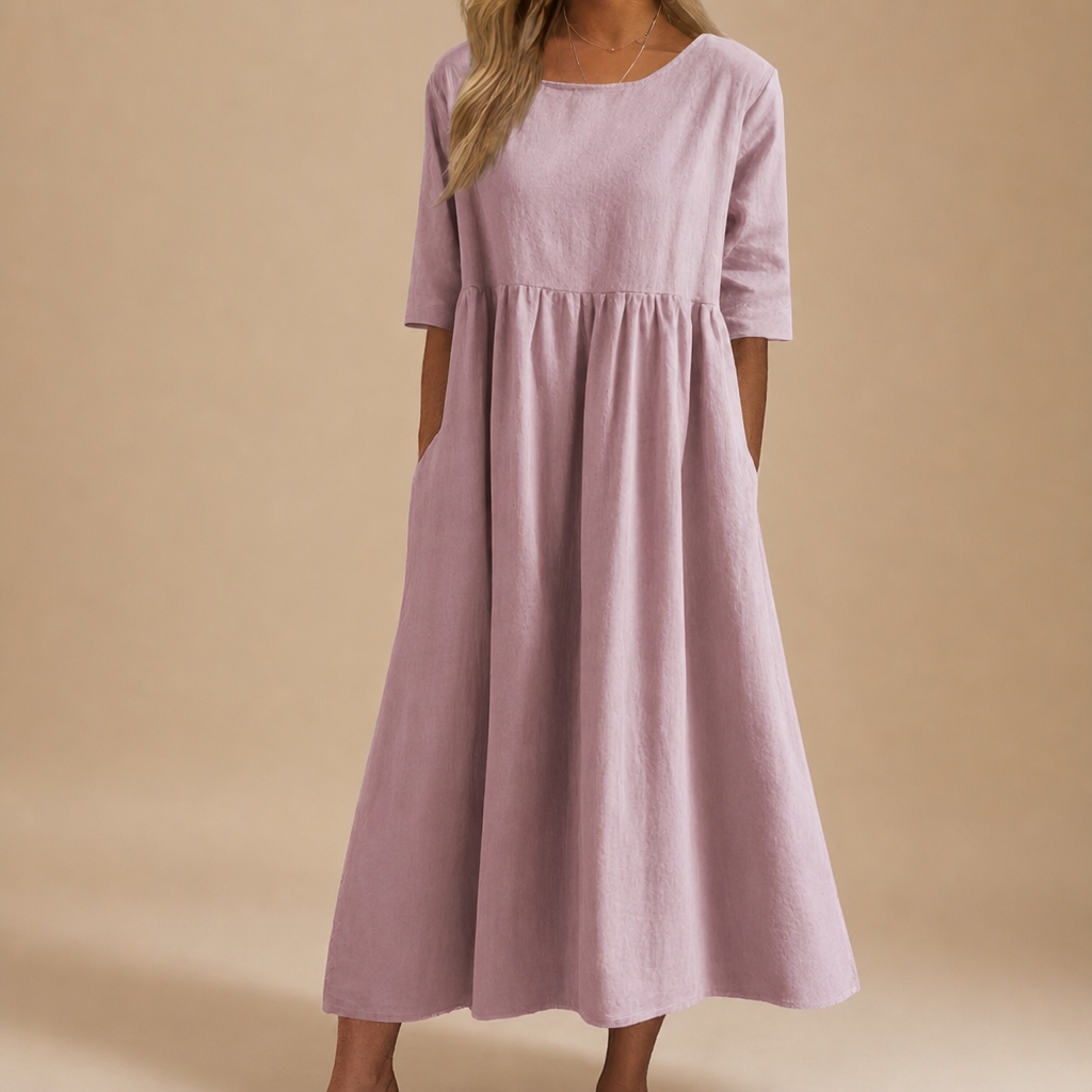 Amarante Cotton Midi Dress in Pink