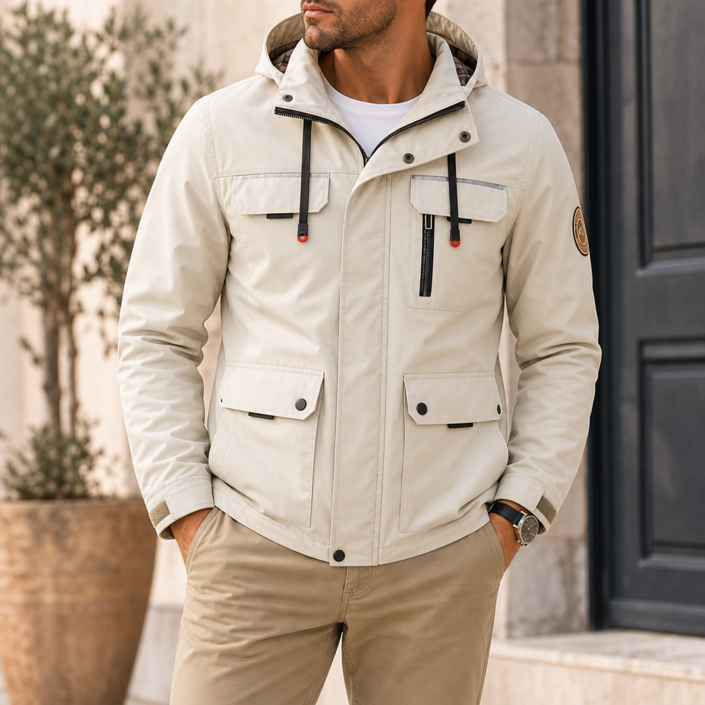 Amarante Hooded Outdoor Jacket in Off-White