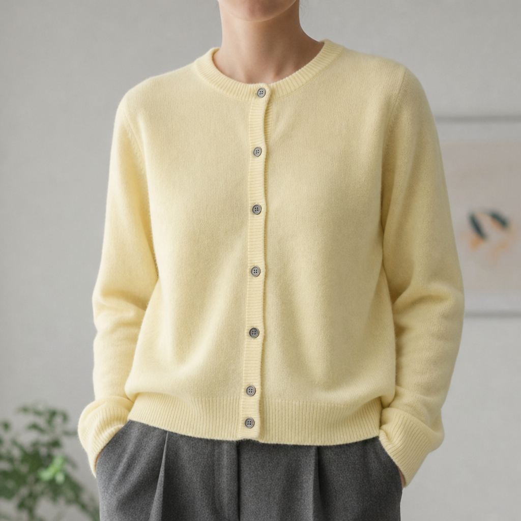 Avignon Cashmere Knit Cardigan in Yellow