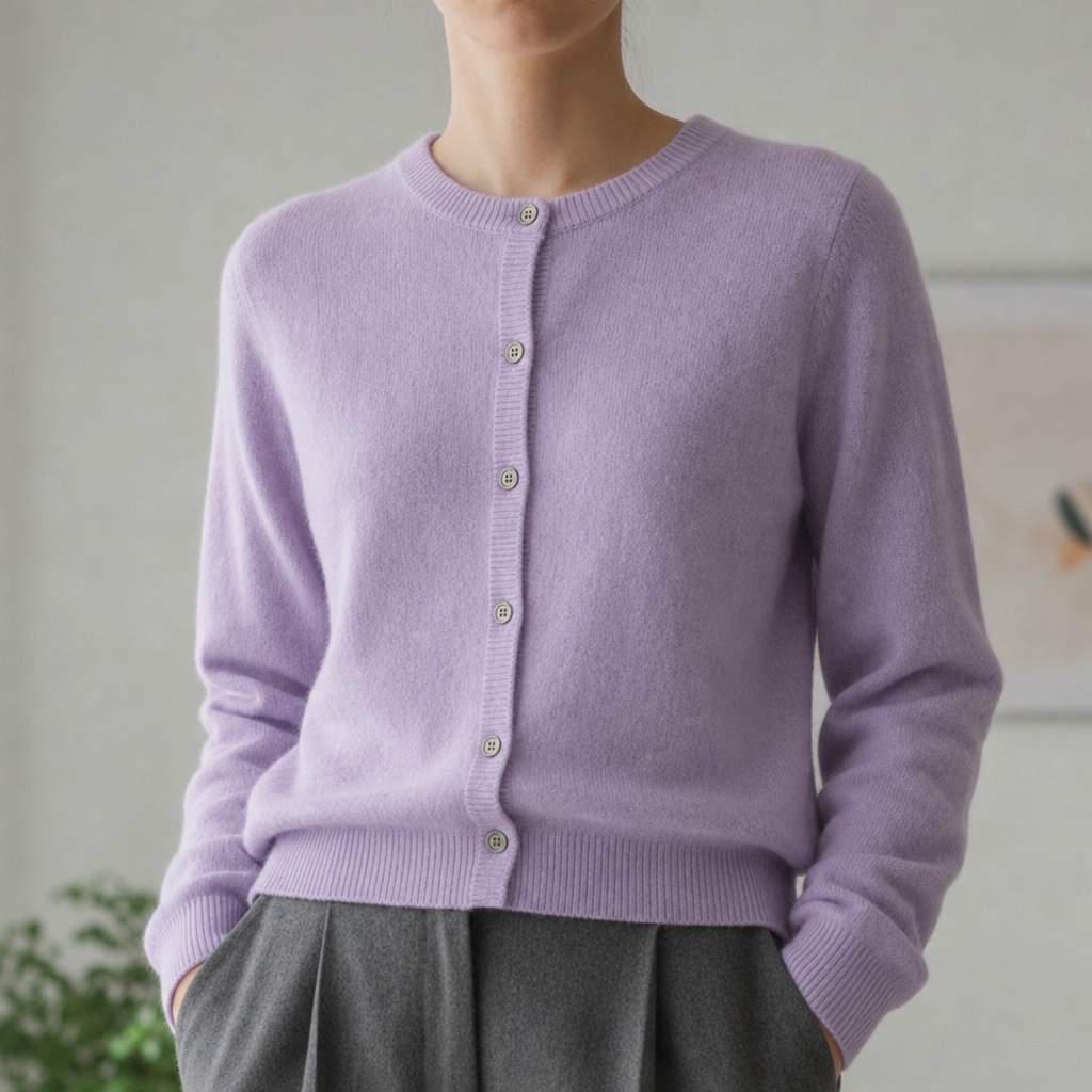 Avignon Cashmere Knit Cardigan in Purple