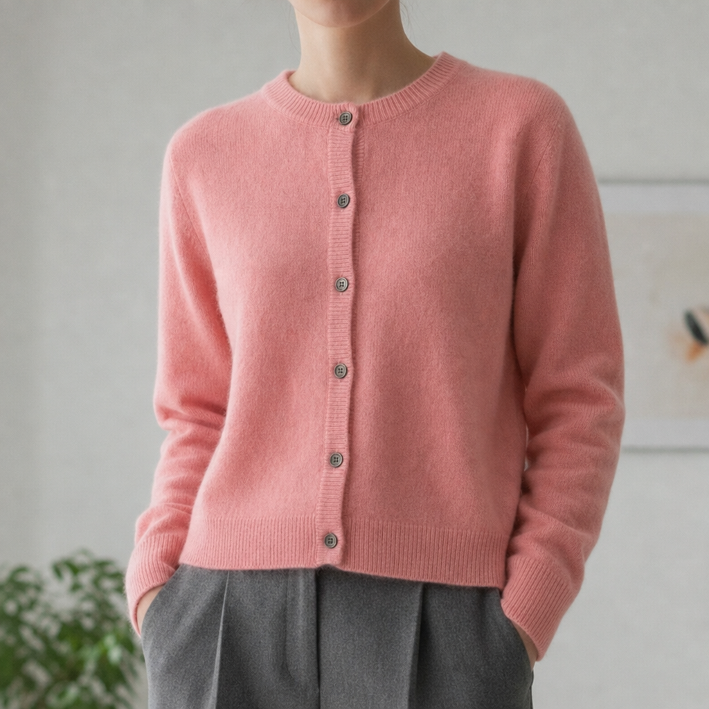Avignon Cashmere Knit Cardigan in Pink