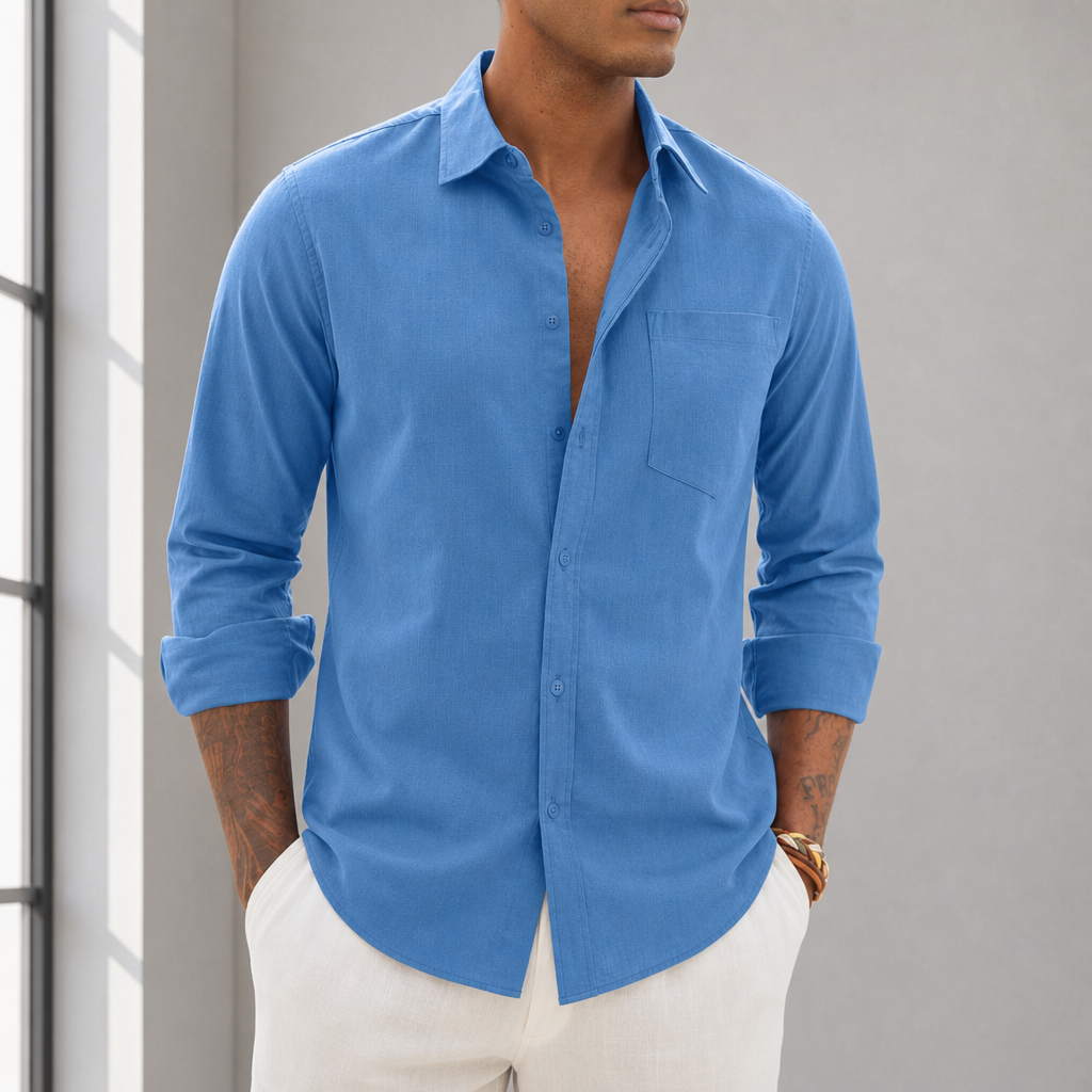 Bilbao Linen Blend Shirt in Blue