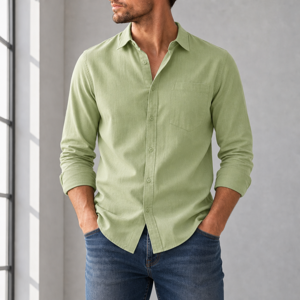 Bilbao Linen Blend Shirt in Light Green