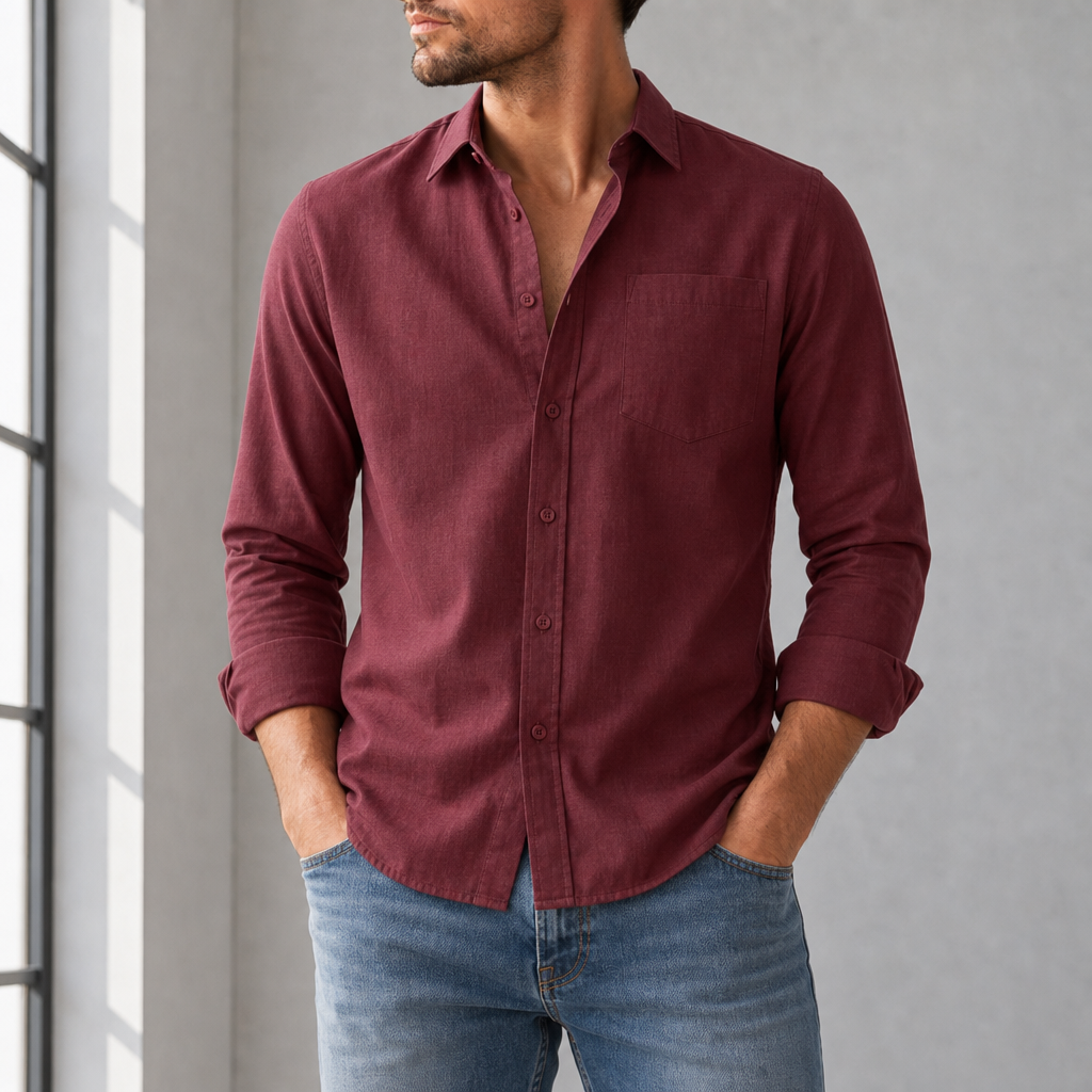 Bilbao Linen Blend Shirt in Red